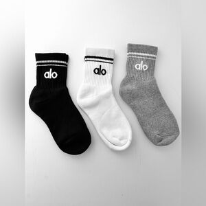 ALO Yoga Trio Socks in Black, White, and Gray